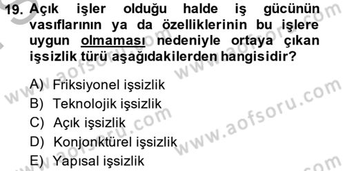 Türkiye´nin Toplumsal Yapısı Dersi 2014 - 2015 Yılı (Final) Dönem Sonu Sınav Soruları 19. Soru