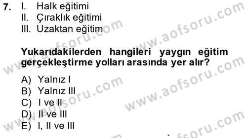 Türkiye´nin Toplumsal Yapısı Dersi 2014 - 2015 Yılı (Final) Dönem Sonu Sınav Soruları 7. Soru