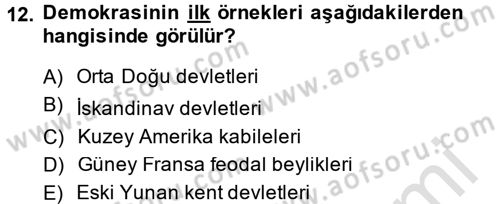 Türkiye´nin Toplumsal Yapısı Dersi 2014 - 2015 Yılı Tek Ders Sınav Soruları 12. Soru