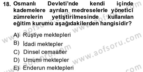 Türkiye´nin Toplumsal Yapısı Dersi 2014 - 2015 Yılı Tek Ders Sınav Soruları 18. Soru