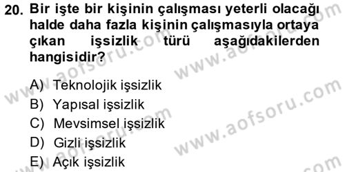 Türkiye´nin Toplumsal Yapısı Dersi 2014 - 2015 Yılı Tek Ders Sınav Soruları 20. Soru