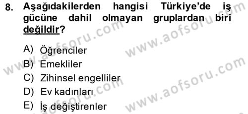 Türkiye´nin Toplumsal Yapısı Dersi 2014 - 2015 Yılı Tek Ders Sınav Soruları 8. Soru