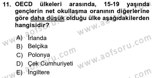 Türkiye´nin Toplumsal Yapısı Dersi Ara Sınavı Deneme Sınav Soruları 11. Soru