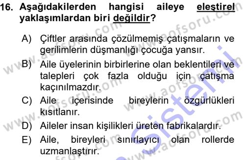 Türkiye´nin Toplumsal Yapısı Dersi 2015 - 2016 Yılı (Vize) Ara Sınav Soruları 16. Soru