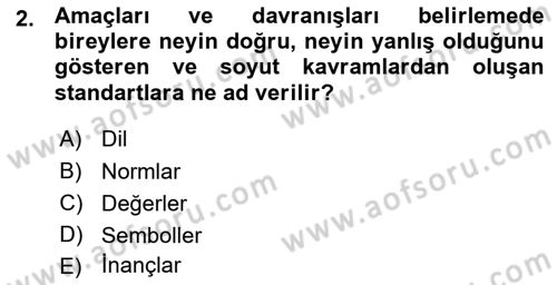 Türkiye´nin Toplumsal Yapısı Dersi Ara Sınavı Deneme Sınav Soruları 2. Soru