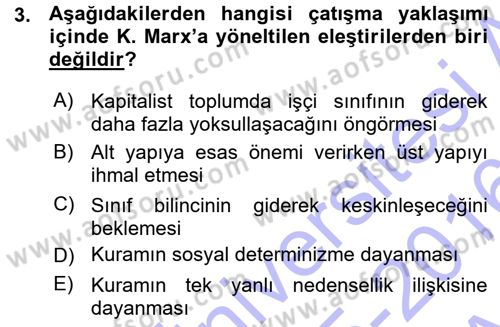 Türkiye´nin Toplumsal Yapısı Dersi Ara Sınavı Deneme Sınav Soruları 3. Soru