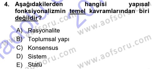 Türkiye´nin Toplumsal Yapısı Dersi 2015 - 2016 Yılı (Vize) Ara Sınav Soruları 4. Soru