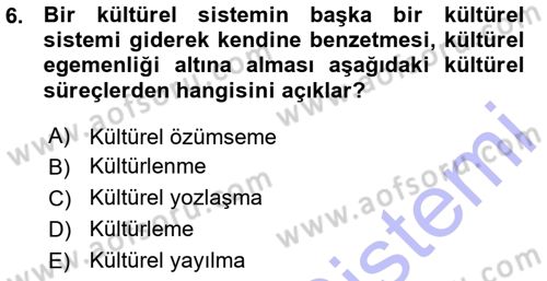 Türkiye´nin Toplumsal Yapısı Dersi 2015 - 2016 Yılı (Vize) Ara Sınav Soruları 6. Soru
