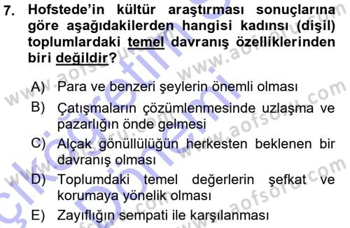Türkiye´nin Toplumsal Yapısı Dersi 2015 - 2016 Yılı (Vize) Ara Sınav Soruları 7. Soru