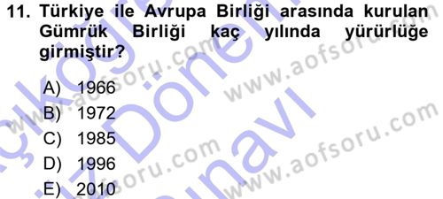 Türkiye´nin Toplumsal Yapısı Dersi 2015 - 2016 Yılı (Final) Dönem Sonu Sınav Soruları 11. Soru