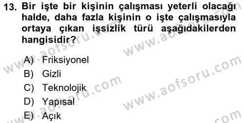 Türkiye´nin Toplumsal Yapısı Dersi 2015 - 2016 Yılı (Final) Dönem Sonu Sınav Soruları 13. Soru