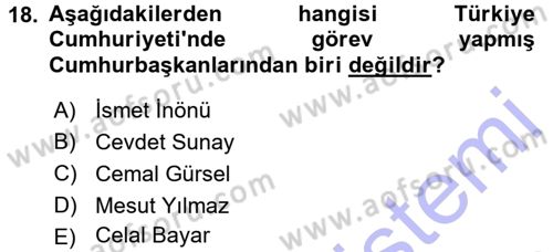 Türkiye´nin Toplumsal Yapısı Dersi 2015 - 2016 Yılı (Final) Dönem Sonu Sınav Soruları 18. Soru