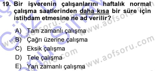 Türkiye´nin Toplumsal Yapısı Dersi 2015 - 2016 Yılı (Final) Dönem Sonu Sınav Soruları 19. Soru