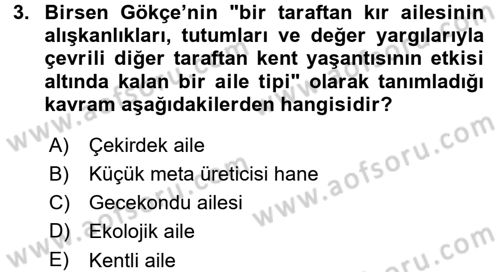 Türkiye´nin Toplumsal Yapısı Dersi 2015 - 2016 Yılı (Final) Dönem Sonu Sınav Soruları 3. Soru