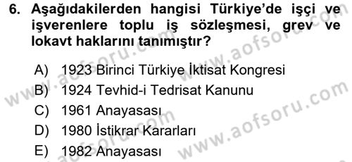 Türkiye´nin Toplumsal Yapısı Dersi 2015 - 2016 Yılı (Final) Dönem Sonu Sınav Soruları 6. Soru