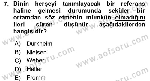 Türkiye´nin Toplumsal Yapısı Dersi 2015 - 2016 Yılı (Final) Dönem Sonu Sınav Soruları 7. Soru