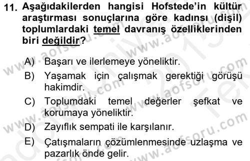 Türkiye´nin Toplumsal Yapısı Dersi 2015 - 2016 Yılı Tek Ders Sınav Soruları 11. Soru