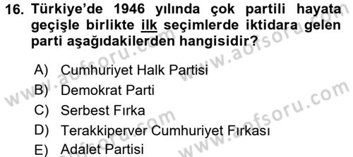 Türkiye´nin Toplumsal Yapısı Dersi 2015 - 2016 Yılı Tek Ders Sınav Soruları 16. Soru