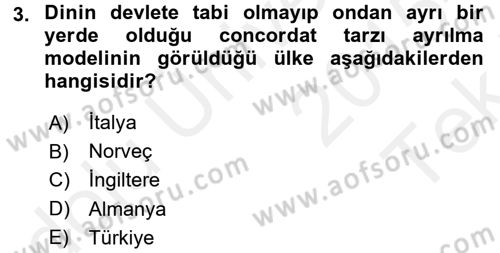 Türkiye´nin Toplumsal Yapısı Dersi 2015 - 2016 Yılı Tek Ders Sınav Soruları 3. Soru
