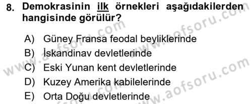 Türkiye´nin Toplumsal Yapısı Dersi 2015 - 2016 Yılı Tek Ders Sınav Soruları 8. Soru