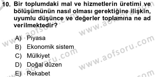 Türkiye´nin Toplumsal Yapısı Dersi 2016 - 2017 Yılı 3 Ders Sınav Soruları 10. Soru
