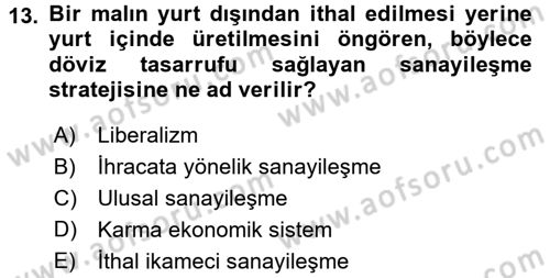 Türkiye´nin Toplumsal Yapısı Dersi 2016 - 2017 Yılı 3 Ders Sınav Soruları 13. Soru
