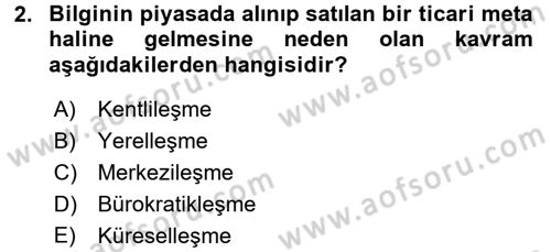 Türkiye´nin Toplumsal Yapısı Dersi 2016 - 2017 Yılı 3 Ders Sınav Soruları 2. Soru