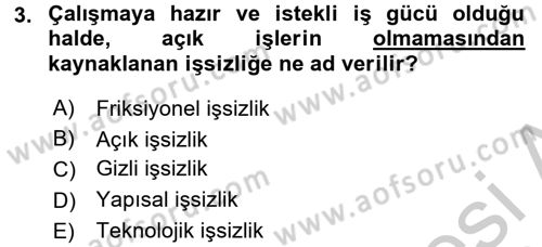 Türkiye´nin Toplumsal Yapısı Dersi 2016 - 2017 Yılı 3 Ders Sınav Soruları 3. Soru