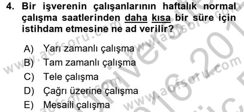 Türkiye´nin Toplumsal Yapısı Dersi 2016 - 2017 Yılı 3 Ders Sınav Soruları 4. Soru