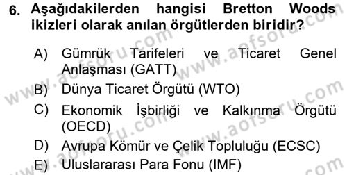 Türkiye´nin Toplumsal Yapısı Dersi 2016 - 2017 Yılı 3 Ders Sınav Soruları 6. Soru