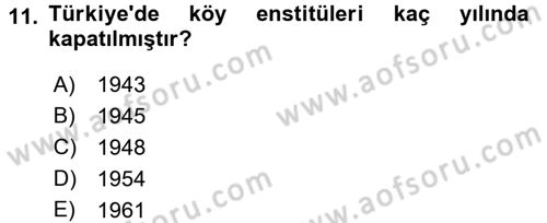 Türkiye´nin Toplumsal Yapısı Dersi Ara Sınavı Deneme Sınav Soruları 11. Soru