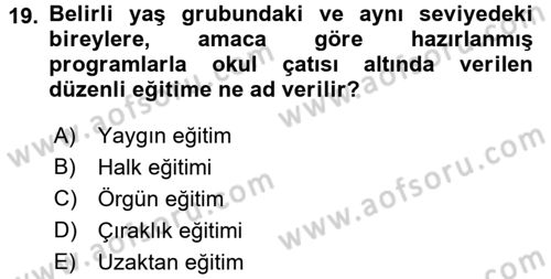 Türkiye´nin Toplumsal Yapısı Dersi 2016 - 2017 Yılı (Vize) Ara Sınav Soruları 19. Soru