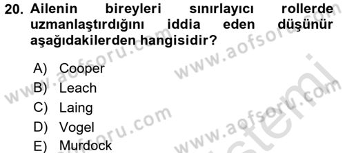 Türkiye´nin Toplumsal Yapısı Dersi Ara Sınavı Deneme Sınav Soruları 20. Soru