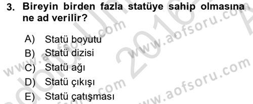 Türkiye´nin Toplumsal Yapısı Dersi Ara Sınavı Deneme Sınav Soruları 3. Soru