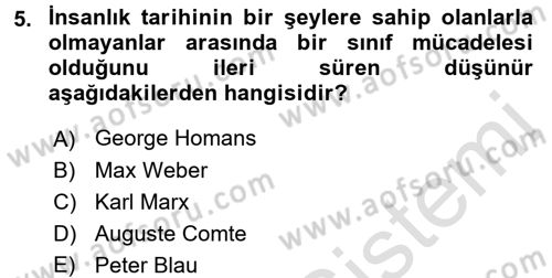 Türkiye´nin Toplumsal Yapısı Dersi 2016 - 2017 Yılı (Vize) Ara Sınav Soruları 5. Soru