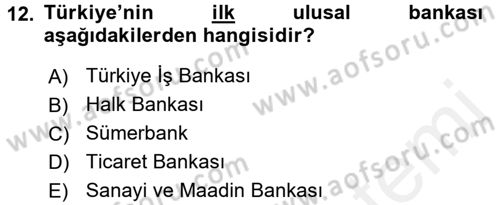 Türkiye´nin Toplumsal Yapısı Dersi 2016 - 2017 Yılı (Final) Dönem Sonu Sınav Soruları 12. Soru
