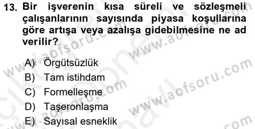 Türkiye´nin Toplumsal Yapısı Dersi 2016 - 2017 Yılı (Final) Dönem Sonu Sınav Soruları 13. Soru