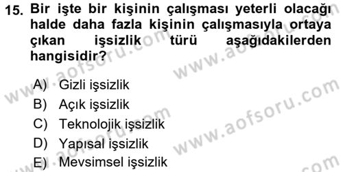 Türkiye´nin Toplumsal Yapısı Dersi 2016 - 2017 Yılı (Final) Dönem Sonu Sınav Soruları 15. Soru