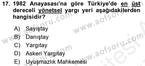 Türkiye´nin Toplumsal Yapısı Dersi 2016 - 2017 Yılı (Final) Dönem Sonu Sınav Soruları 17. Soru