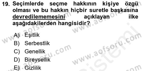 Türkiye´nin Toplumsal Yapısı Dersi 2016 - 2017 Yılı (Final) Dönem Sonu Sınav Soruları 19. Soru