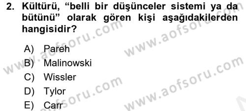 Türkiye´nin Toplumsal Yapısı Dersi 2016 - 2017 Yılı (Final) Dönem Sonu Sınav Soruları 2. Soru