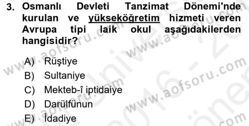 Türkiye´nin Toplumsal Yapısı Dersi 2016 - 2017 Yılı (Final) Dönem Sonu Sınav Soruları 3. Soru