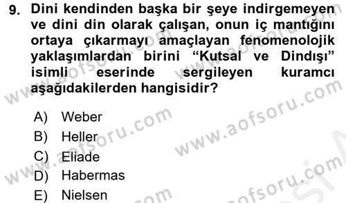 Türkiye´nin Toplumsal Yapısı Dersi 2016 - 2017 Yılı (Final) Dönem Sonu Sınav Soruları 9. Soru
