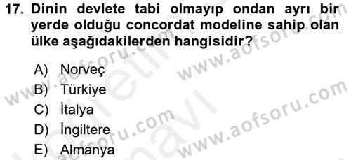 Türkiye´nin Toplumsal Yapısı Dersi 2017 - 2018 Yılı 3 Ders Sınav Soruları 17. Soru
