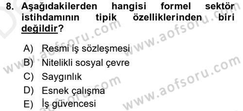Türkiye´nin Toplumsal Yapısı Dersi 2017 - 2018 Yılı 3 Ders Sınav Soruları 8. Soru