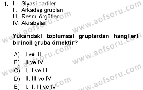 Türkiye´nin Toplumsal Yapısı Dersi 2017 - 2018 Yılı (Vize) Ara Sınav Soruları 1. Soru