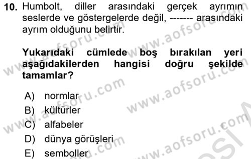 Türkiye´nin Toplumsal Yapısı Dersi Ara Sınavı Deneme Sınav Soruları 10. Soru