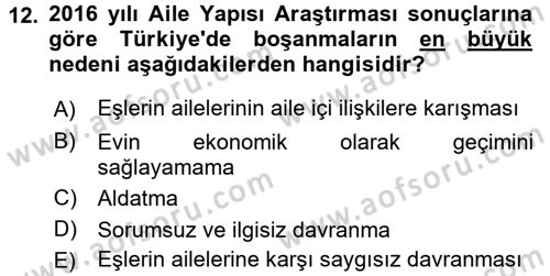 Türkiye´nin Toplumsal Yapısı Dersi Ara Sınavı Deneme Sınav Soruları 12. Soru