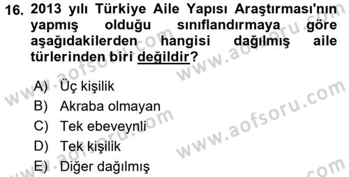 Türkiye´nin Toplumsal Yapısı Dersi 2017 - 2018 Yılı (Vize) Ara Sınav Soruları 16. Soru