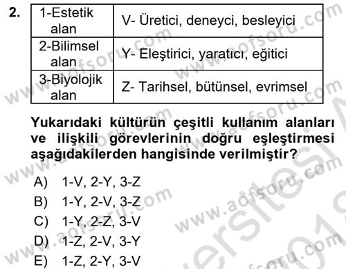 Türkiye´nin Toplumsal Yapısı Dersi Ara Sınavı Deneme Sınav Soruları 2. Soru